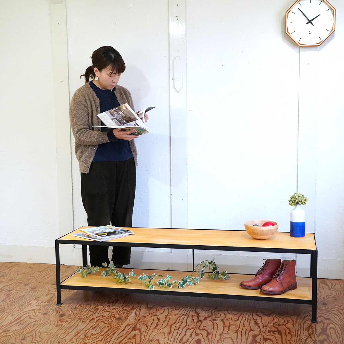 リデザインファニチャー テレビボード オープンラック アイアンフレーム 中古