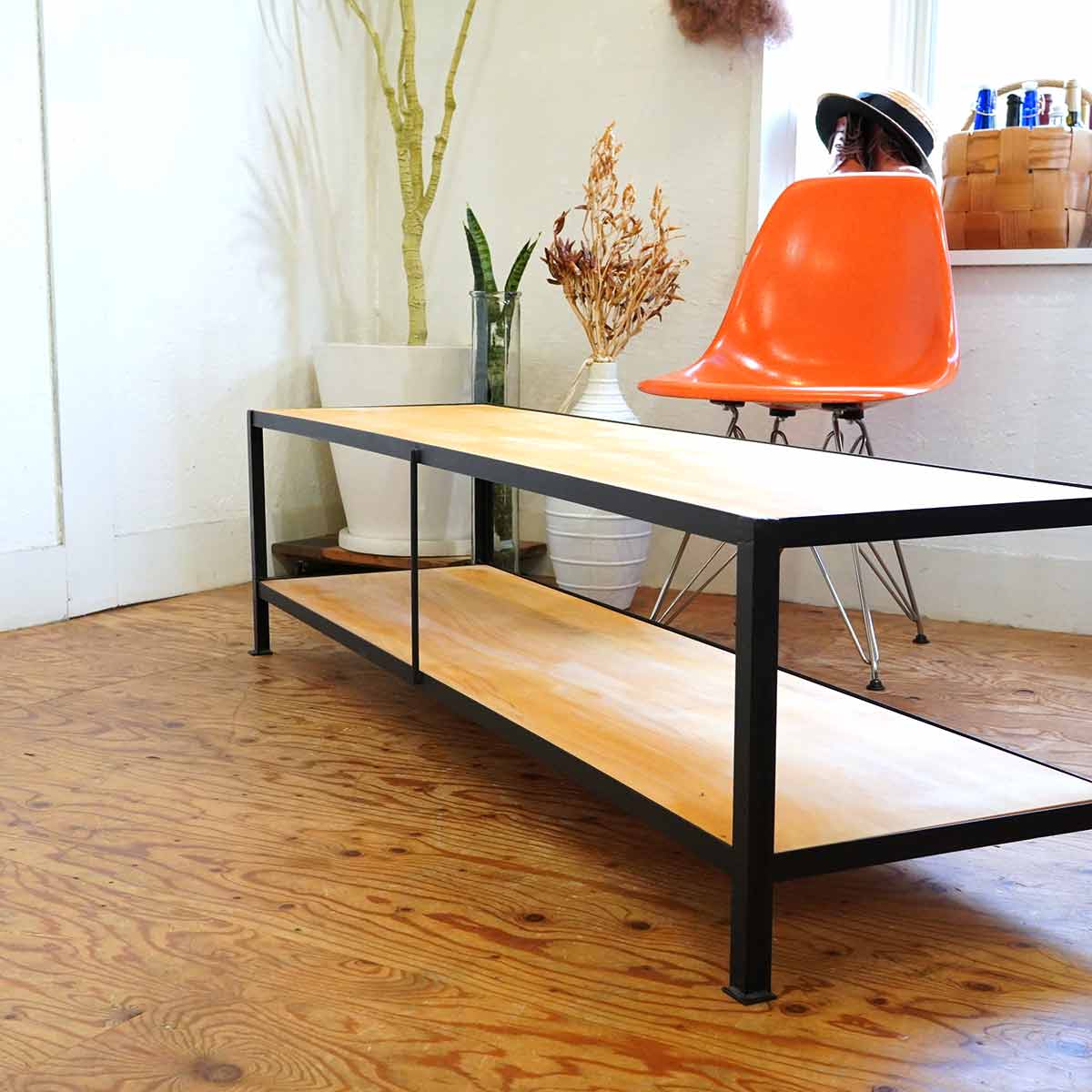 リデザインファニチャー テレビボード オープンラック アイアンフレーム 中古