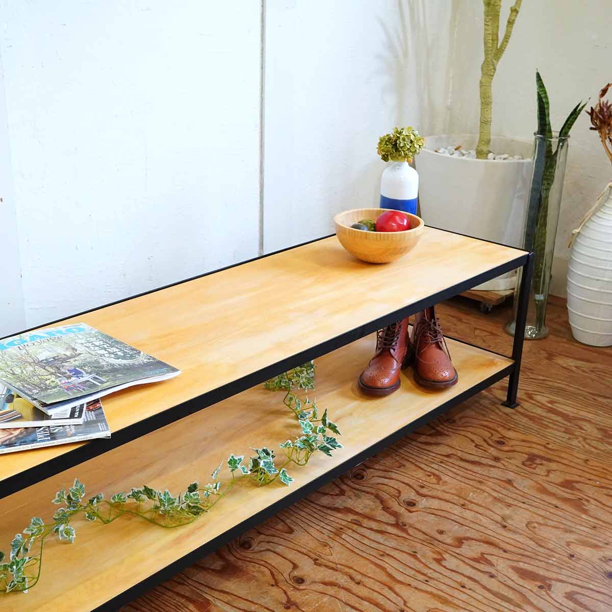 リデザインファニチャー テレビボード オープンラック アイアンフレーム 中古