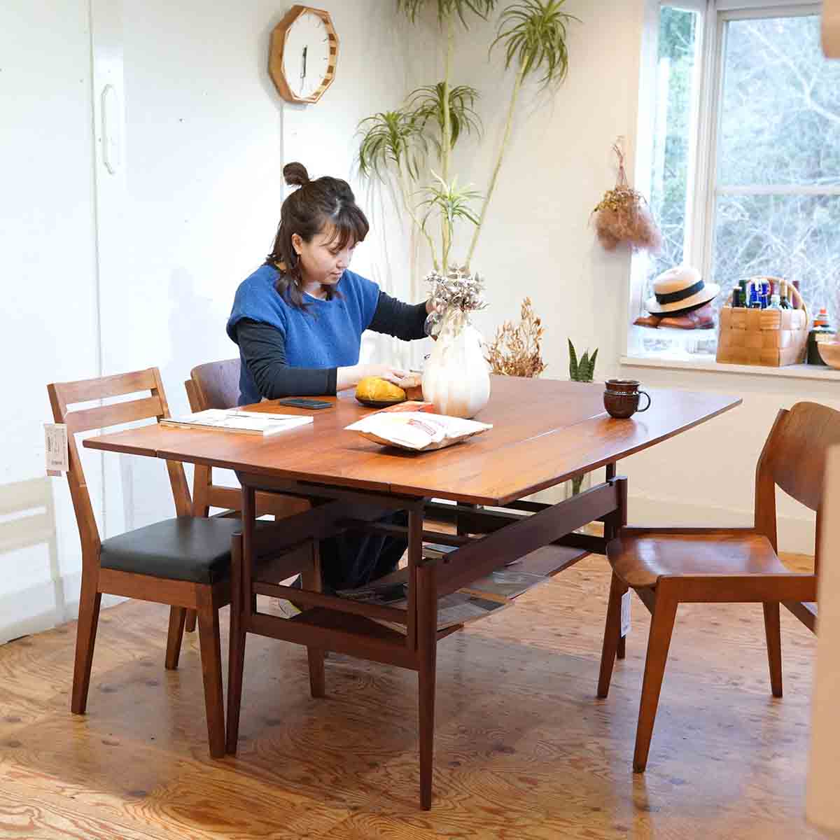 リフティングバタフライテーブル エレベーターテーブル 伸張式 ヴィンテージ