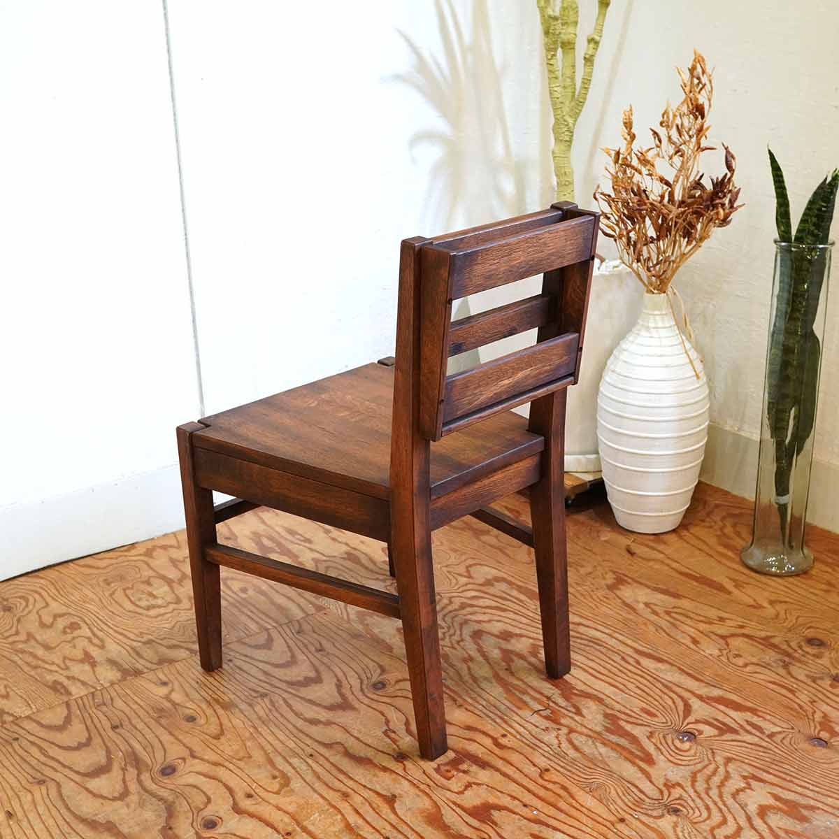 吉桂 ウイスキーオークシリーズ ダイニングチェア ブックラック付 展示品