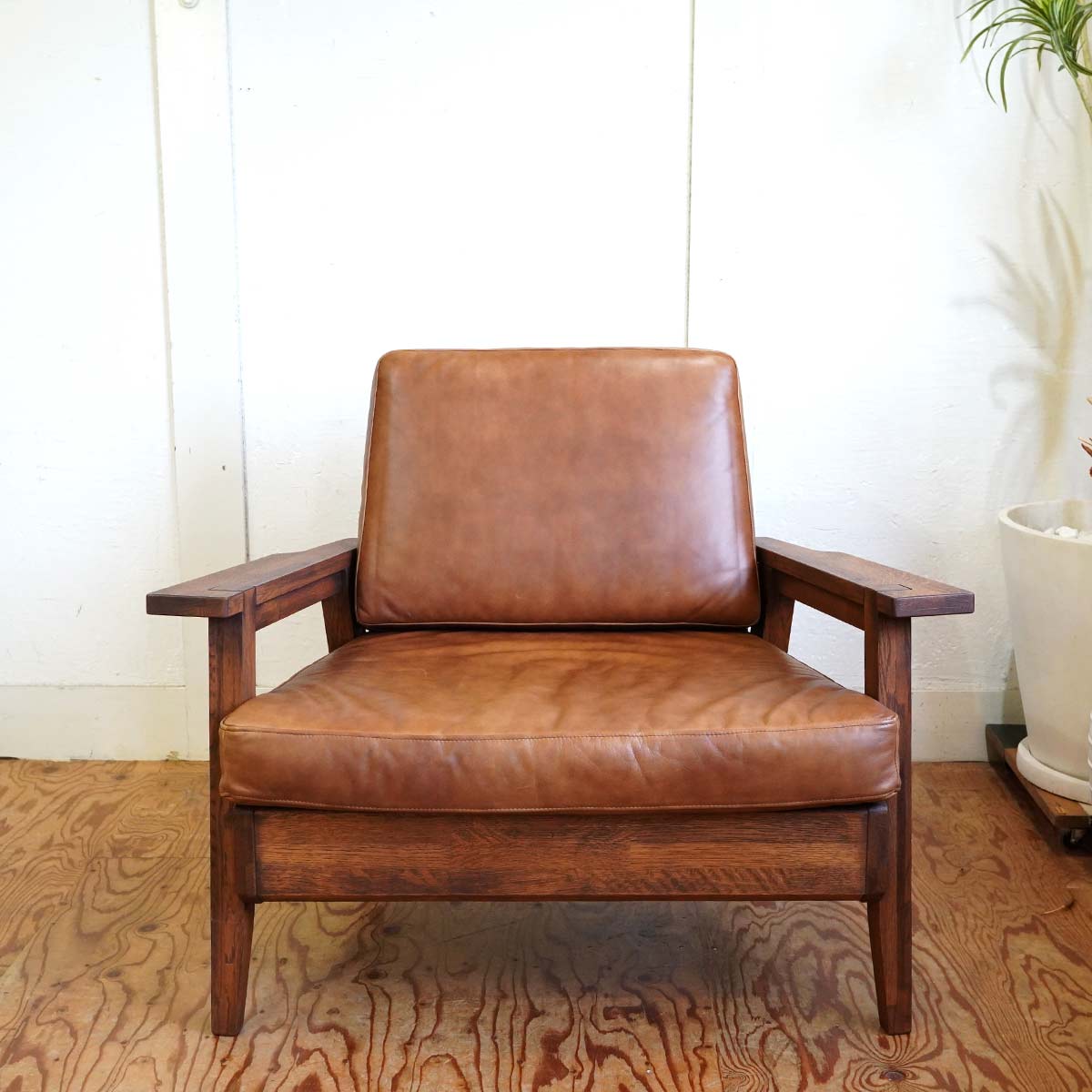 吉桂 ウイスキーオークシリーズ 一人掛けソファ クッションタイプ 本革 展示品