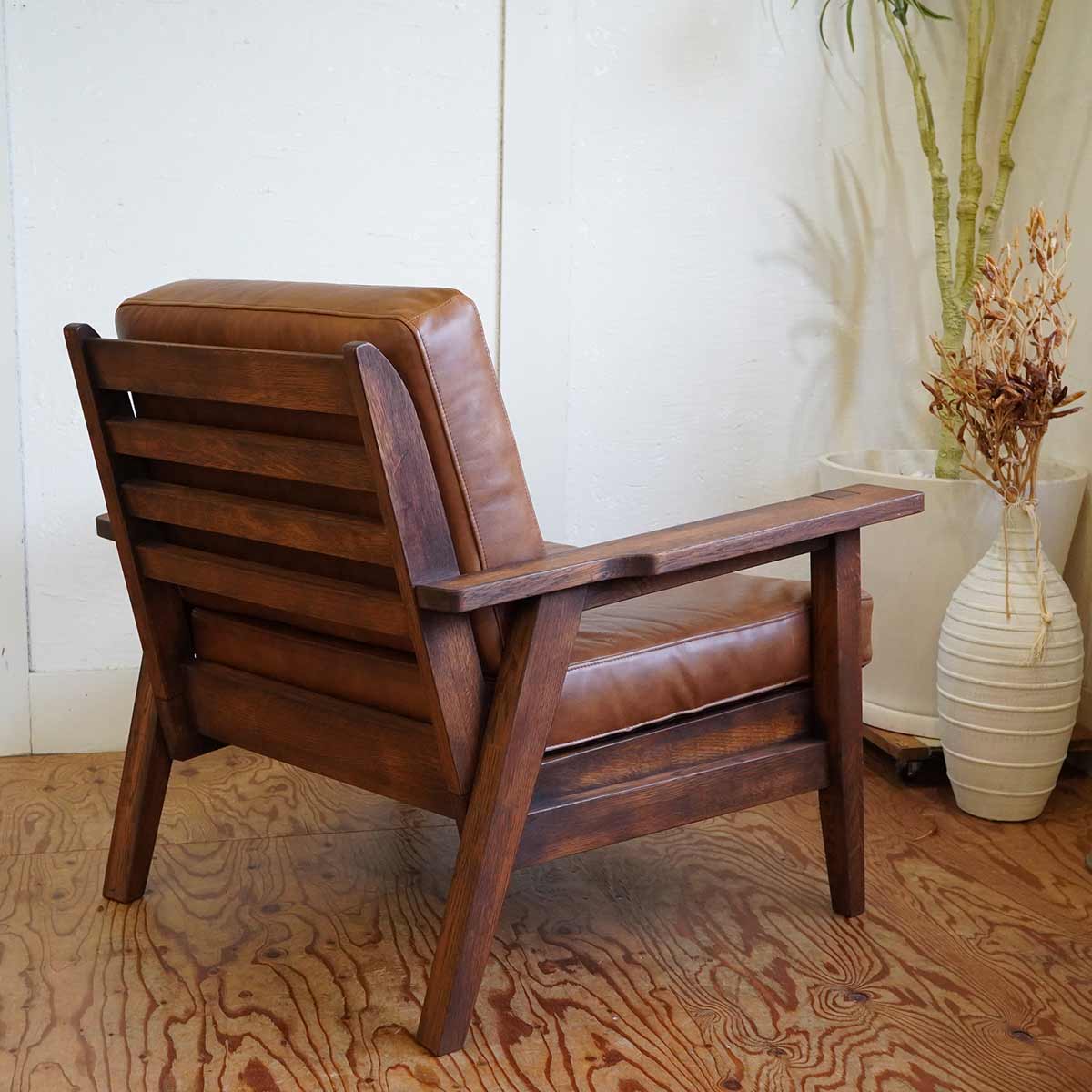吉桂 ウイスキーオークシリーズ 一人掛けソファ クッションタイプ 本革 展示品