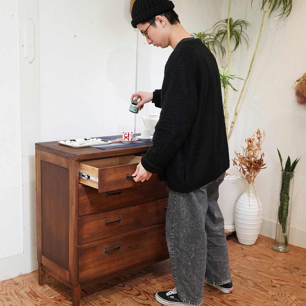 吉桂 ウイスキーオークシリーズ チェスト 90 引き出し 展示品