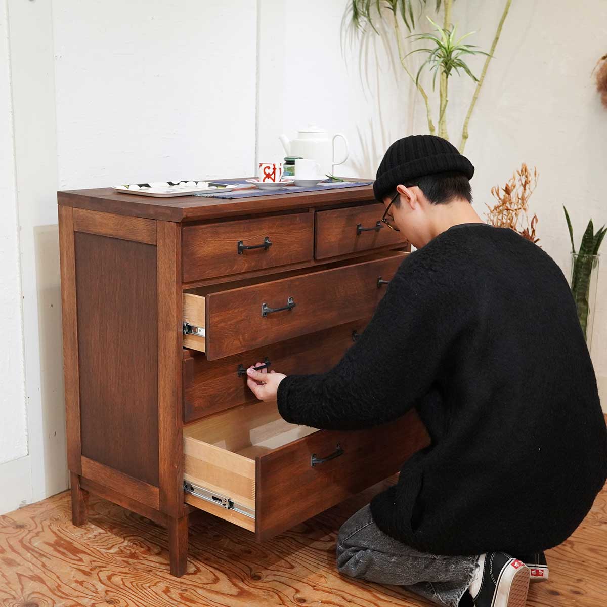 吉桂 ウイスキーオークシリーズ チェスト 90 引き出し 展示品