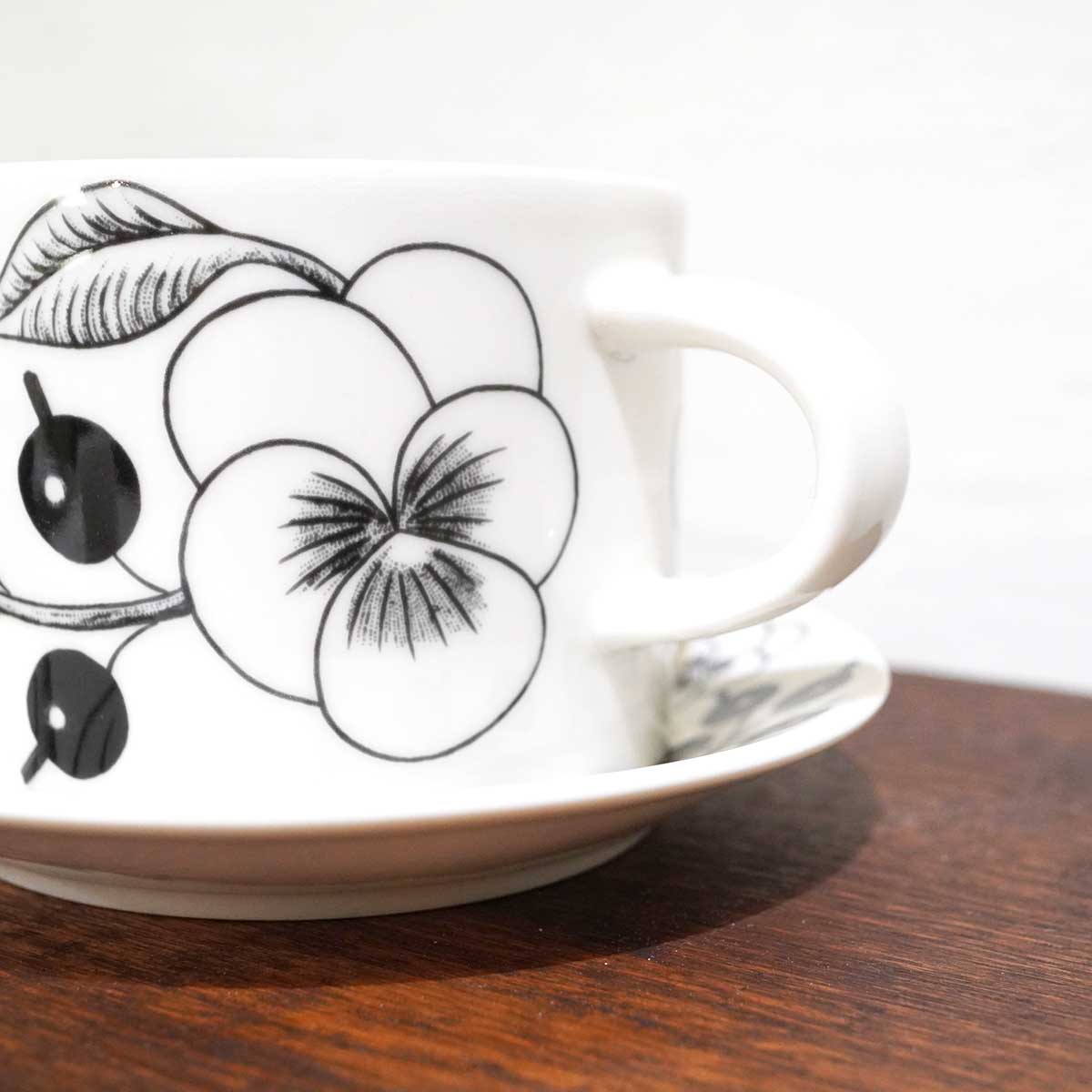 アラビア / ARABIA パラティッシ ティーカップ&ソーサー ブラック 【2】 中古