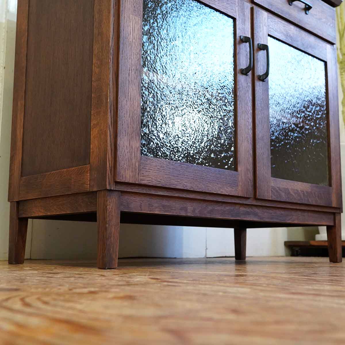 吉桂 ウィスキーオークシリーズ ローキャビネット ガラス 90 オーク 展示品