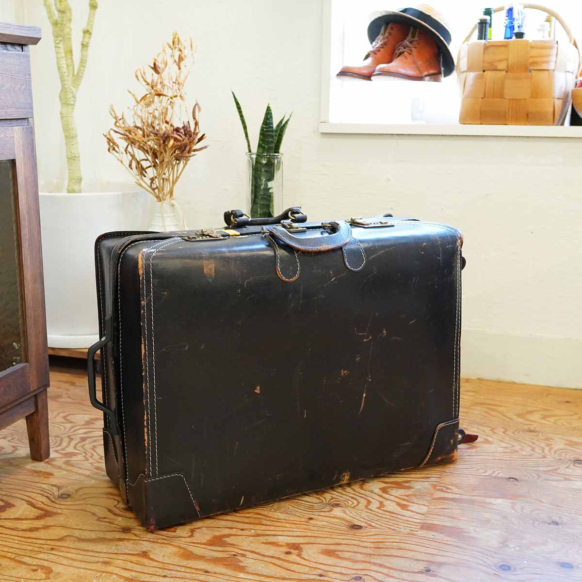 トランク スーツケース レトロ 旅行カバン 中古 レザー アンティーク感 