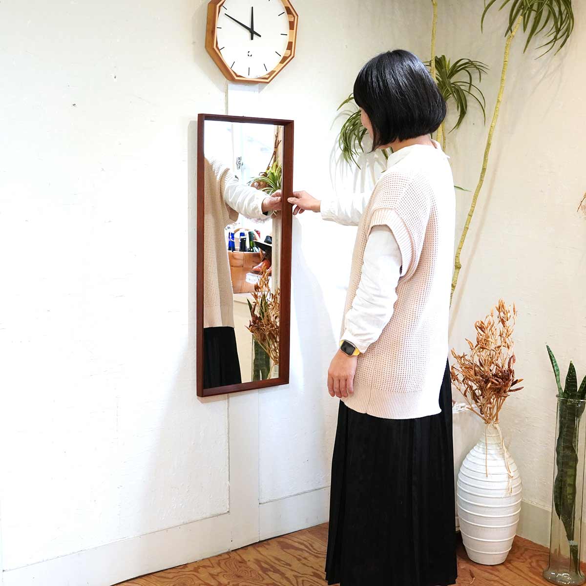 ウォールミラー 鏡 チーク材 デンマーク製 ヴィンテージ