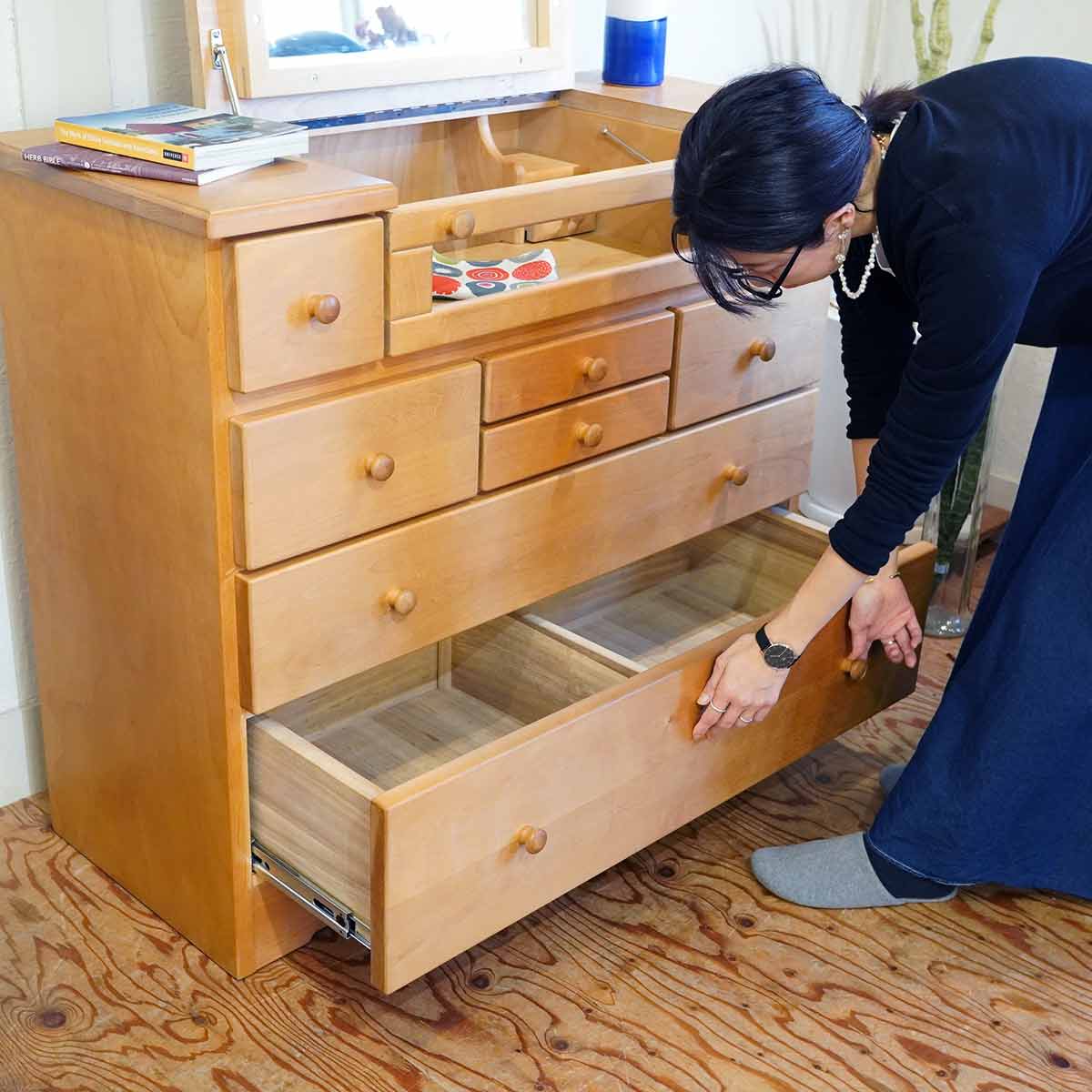 シャルドネ / CHARDONNAY ミラーチェスト ドレッサー 桜材 中古