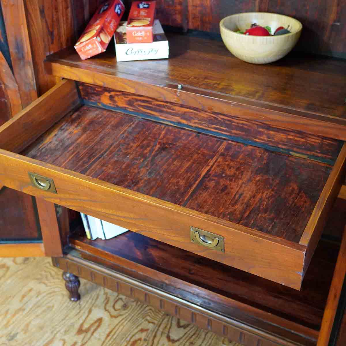 アンティーク キャビネット 色ガラス 収納