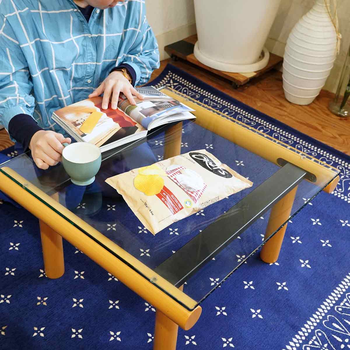 無印良品 / MUJI ガラストップコーヒーテーブル エンツォ・マリ / Enzo Mari 希少 中古