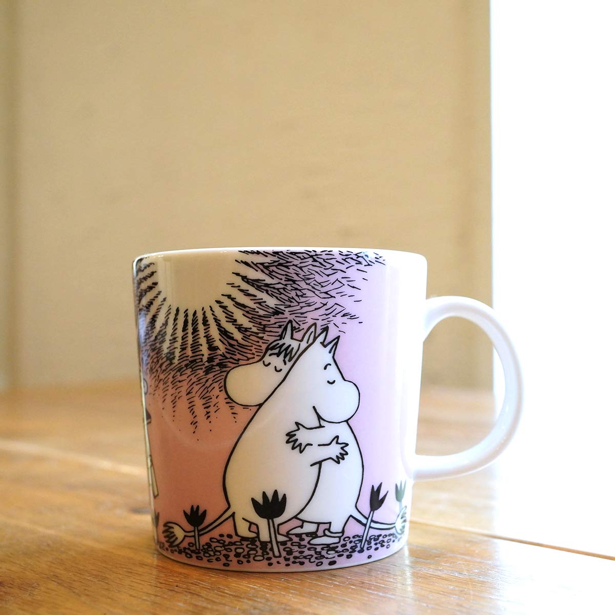 アラビア / ARABIA ムーミン 「LOVE」 ピンク マグカップ 旧ロゴ 中古 