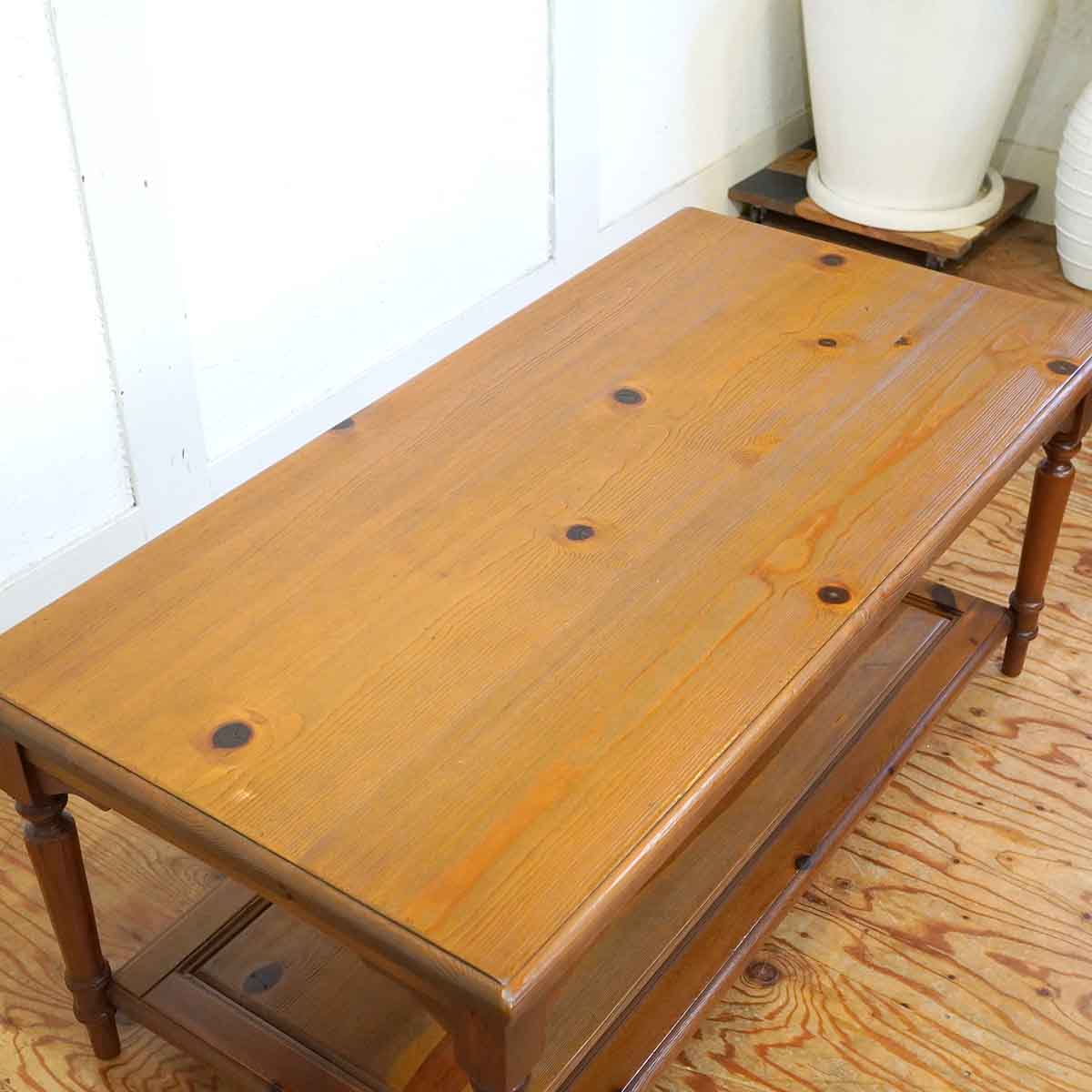 パイン材 ローテーブル リビングテーブル クラシカル 中古