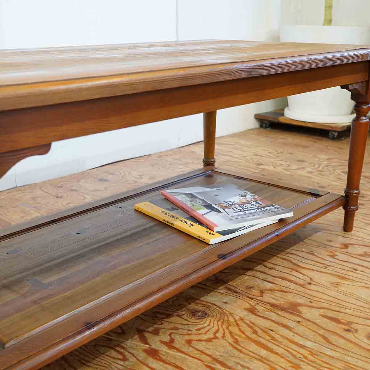 パイン材 ローテーブル リビングテーブル クラシカル 中古