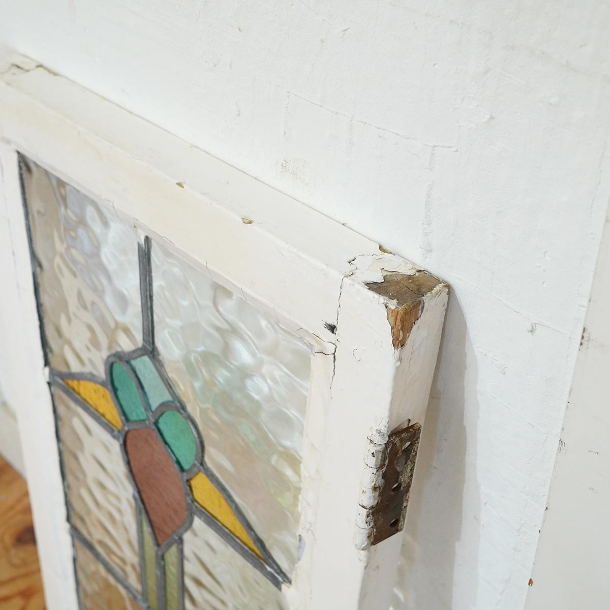 ステンドグラス 窓 木枠 ディスプレイ【大】英国アンティーク