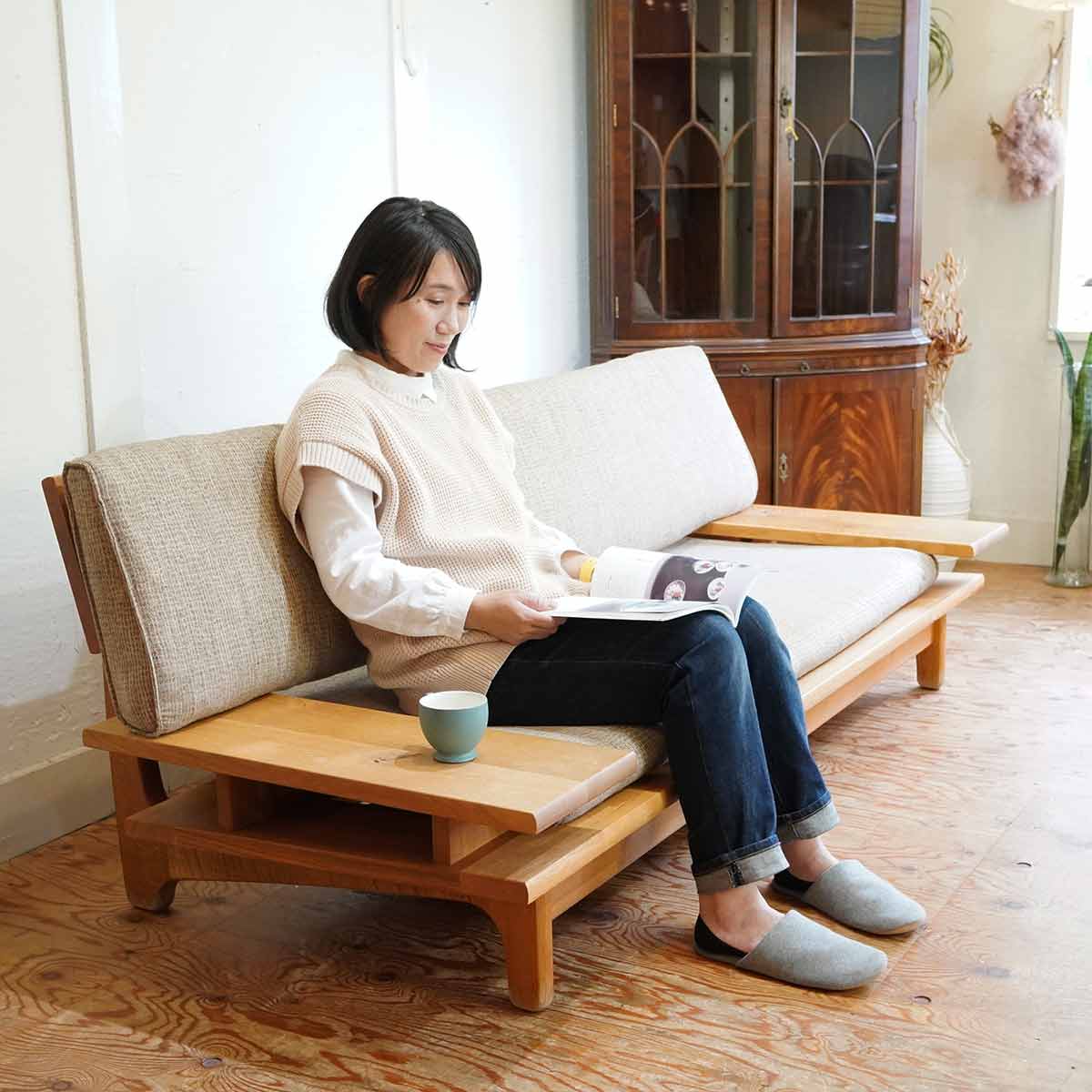 飛騨産業 / HIDA キツツキ 森のことば 3Pソファ ローソファ 佐々木 敏光 中古