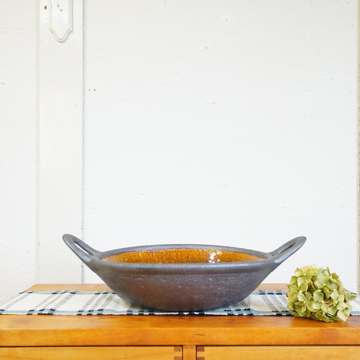 岩井窯 両手付 平土鍋 大 山本 教行 未使用品