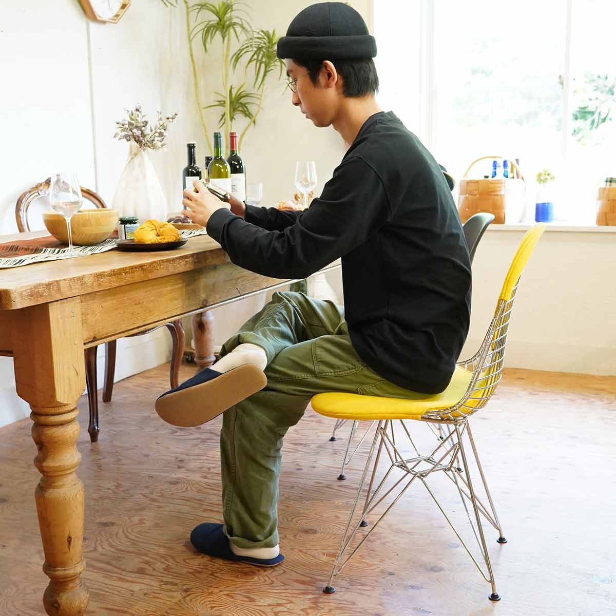 ワイヤーチェア ビキニパッド DKR チャールズ&レイ・イームズ エッフェルベース イエロー 中古