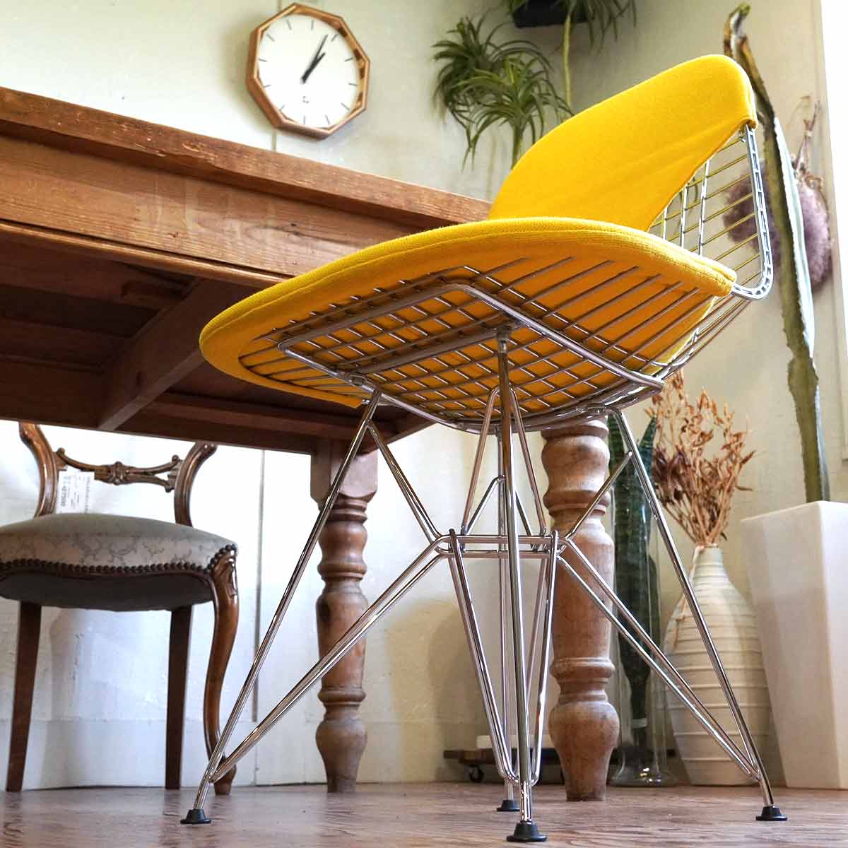 ワイヤーチェア ビキニパッド DKR チャールズ&レイ・イームズ エッフェルベース イエロー 中古