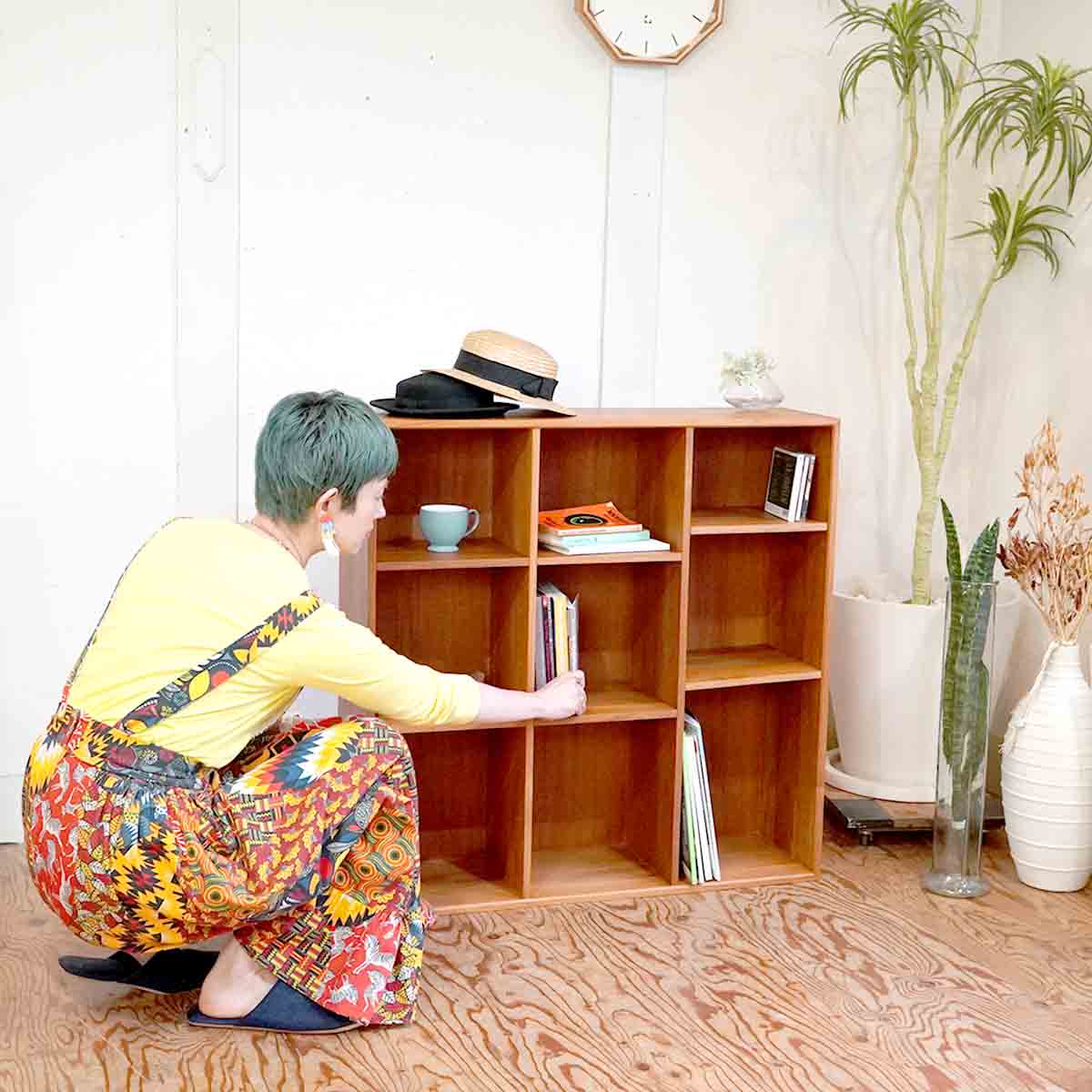 クロロス / CHLOROS チーク 無垢材 スモールブックシェルフ 3×3 