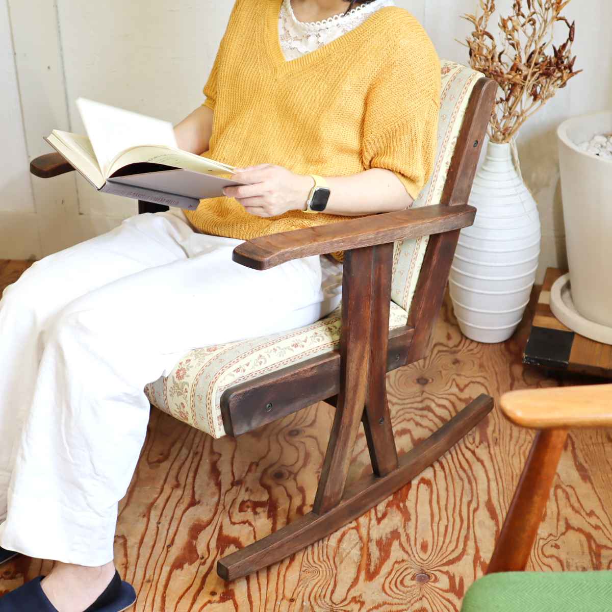 飛騨家具 ロッキングチェア【2】花柄 クラシック アンティーク