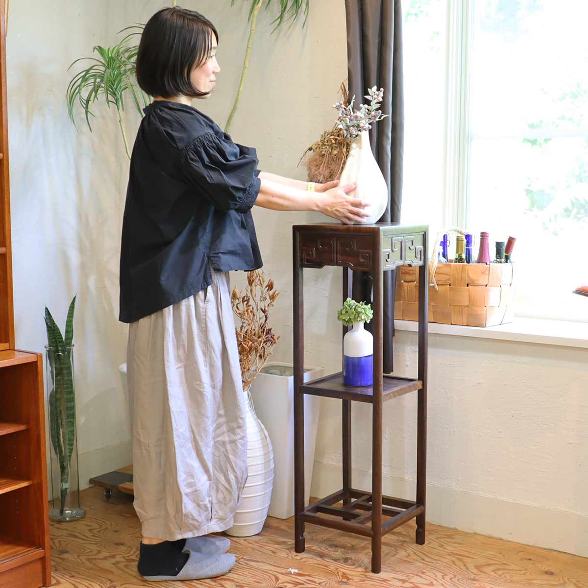 花台 飾り台 フラワースタンド 紫檀 中国 アンティーク