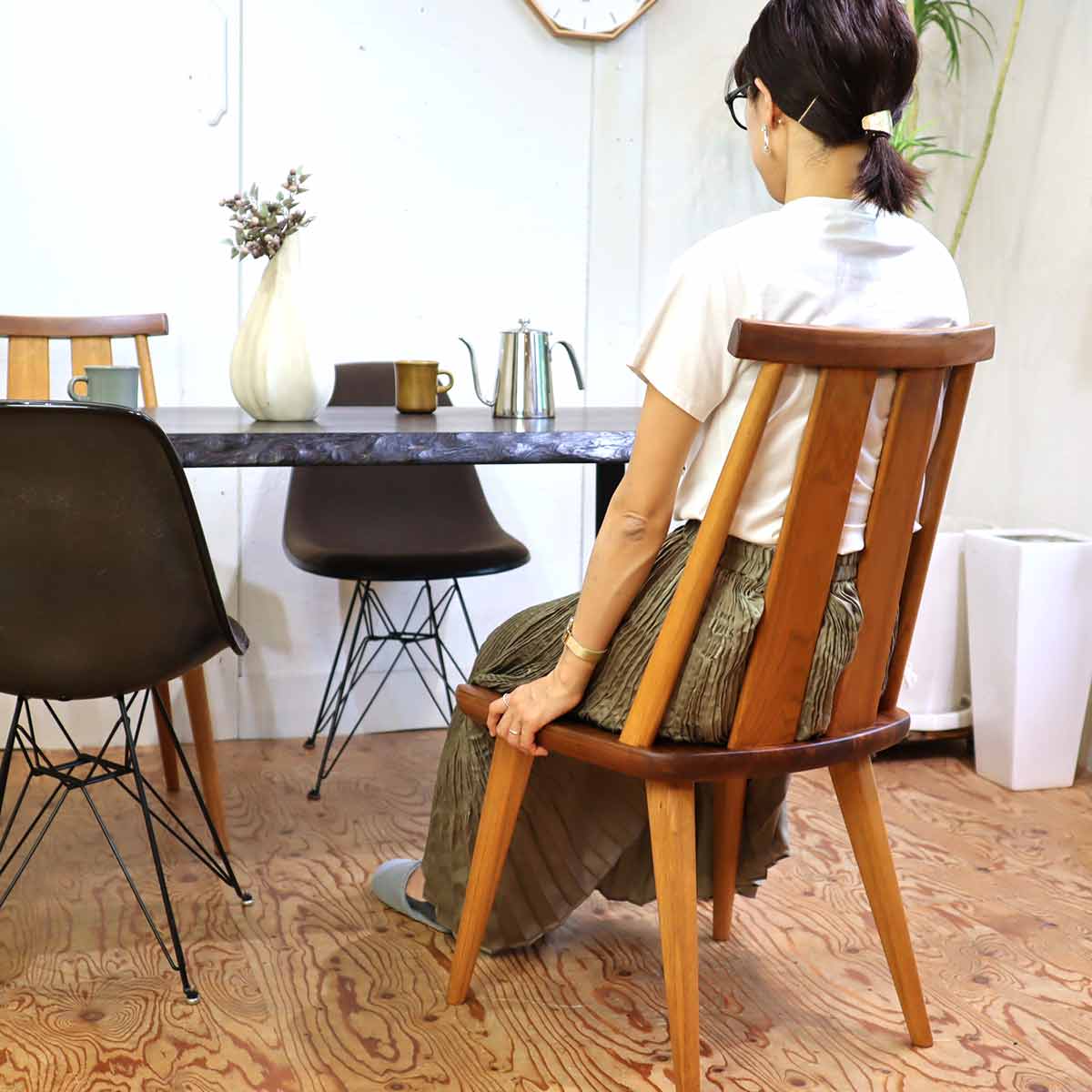 シラカワ ダイニングチェア 飛騨家具 ハイバックチェア ウォールナット 