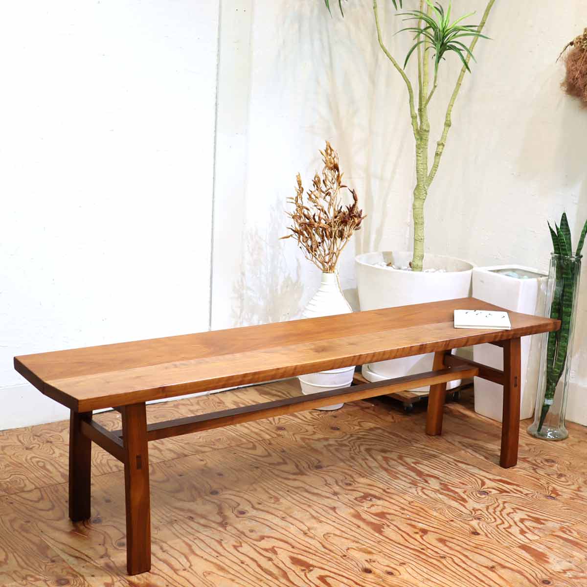 シラカワ ダイニングベンチ 飛騨家具 ウォールナット 無垢材 長椅子 中古