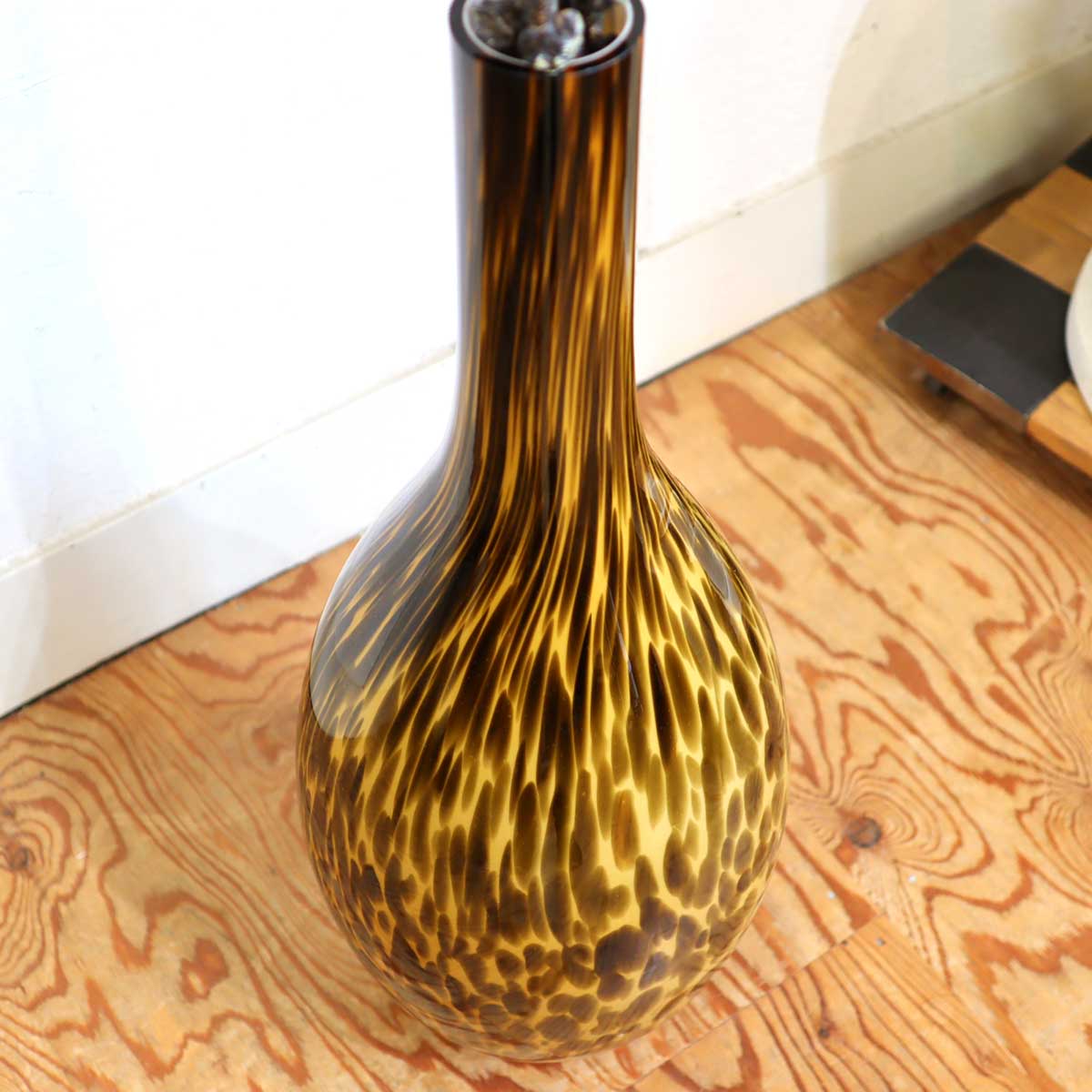 フラワーベース 花器 マーブル イエロー 造花 中古