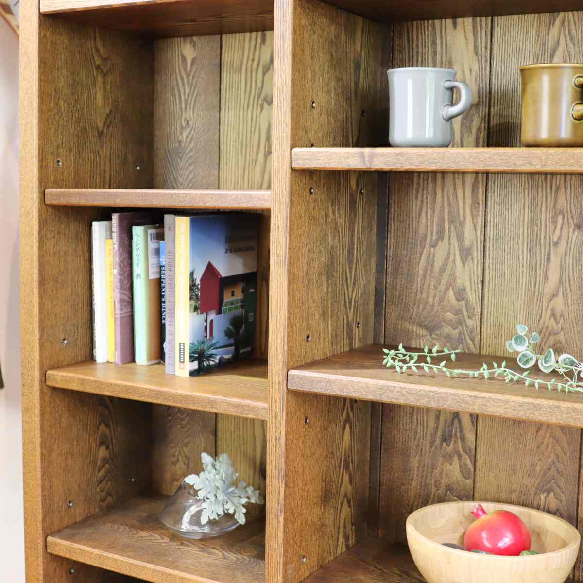 タモ無垢材 本棚 オープンシェルフ 飾り棚 中古