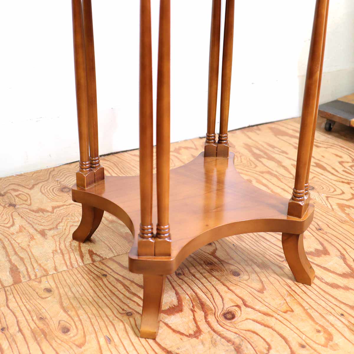 サイドテーブル 花台 オーバル 楕円 クラシカル 象嵌 中古