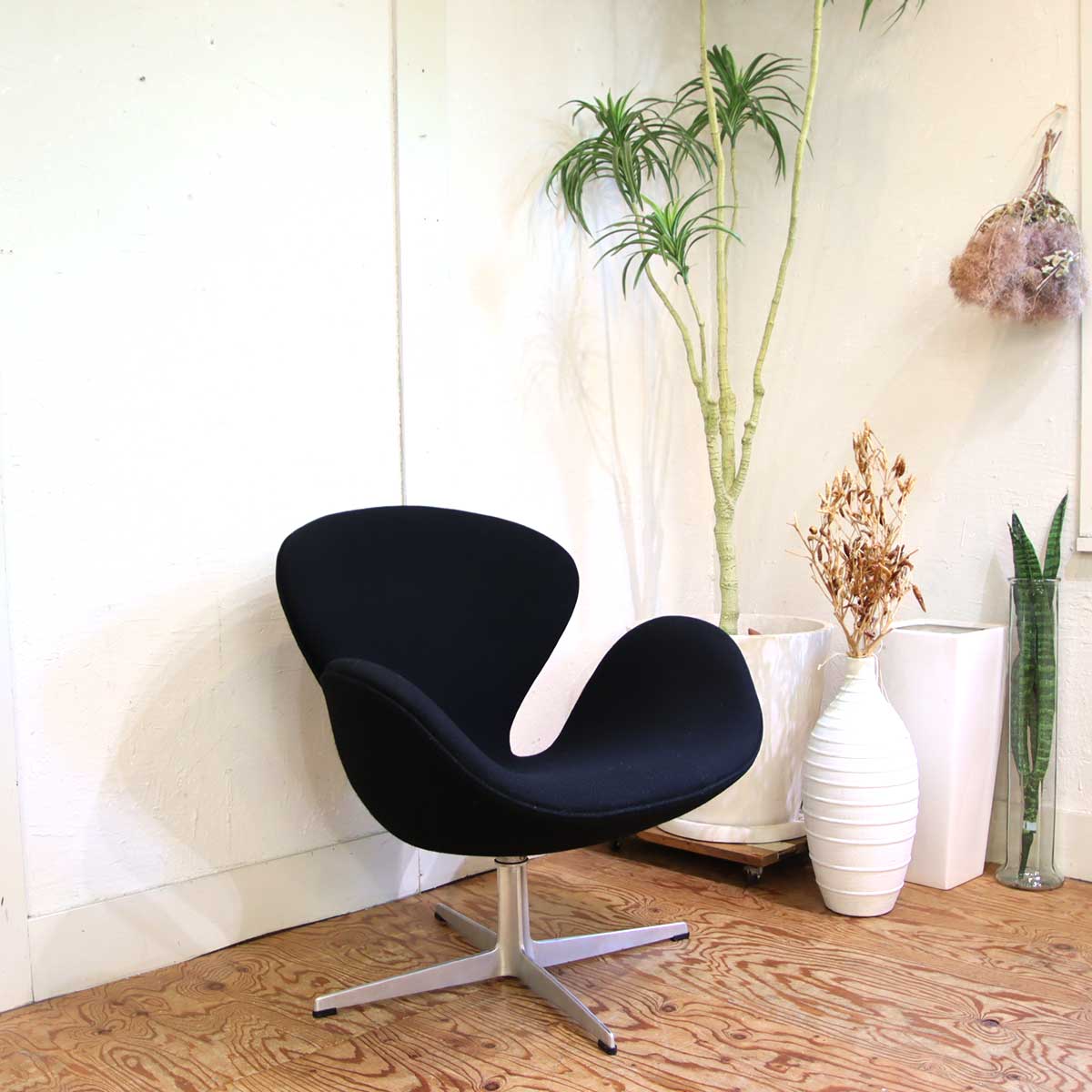 フリッツハンセン / FRITZ HANSEN スワンチェア / SWAN FH3320 アルネ・ヤコブセン ブラック 北欧 デンマーク ヴィンテージ<i>動画</i>