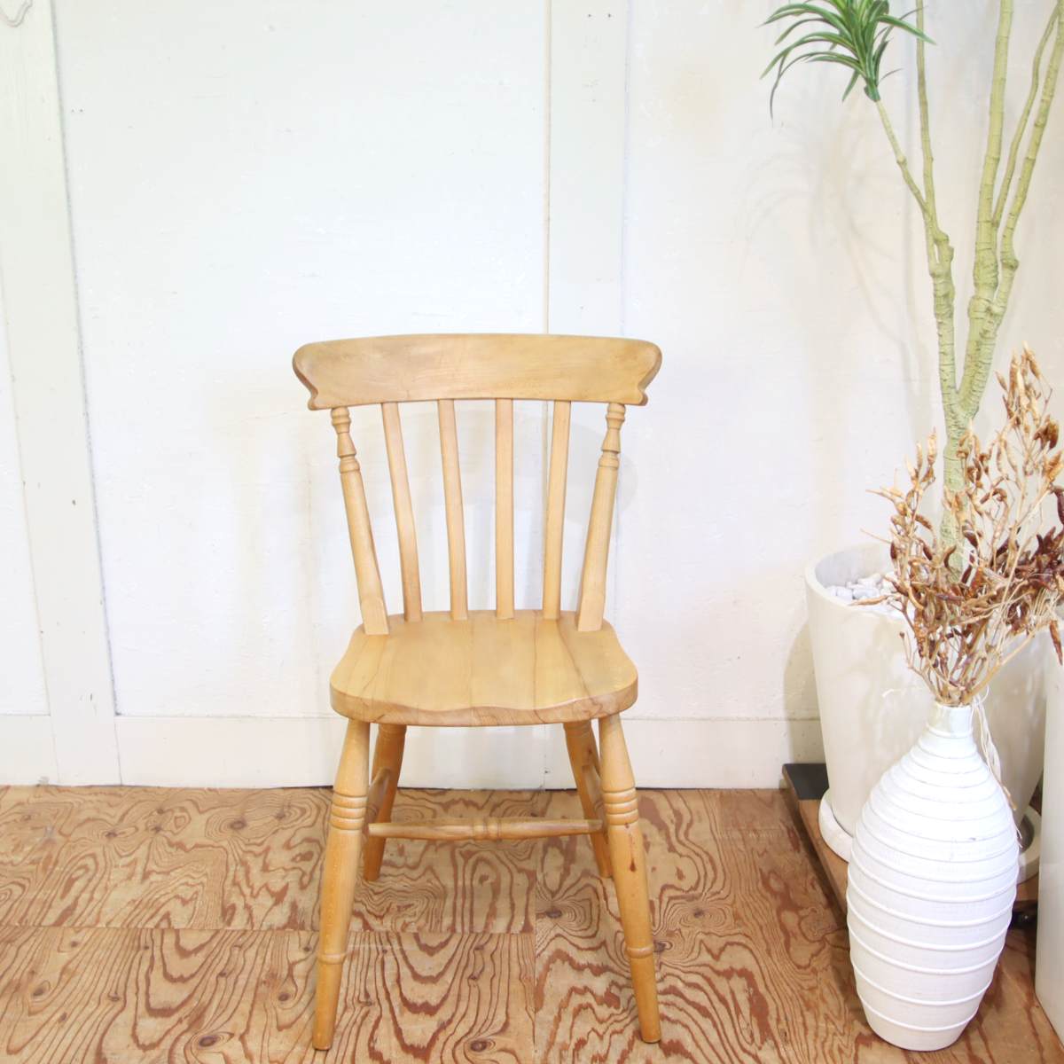 スラットバックチェア 【1】ダイニングチェア ビーチ材 中古
