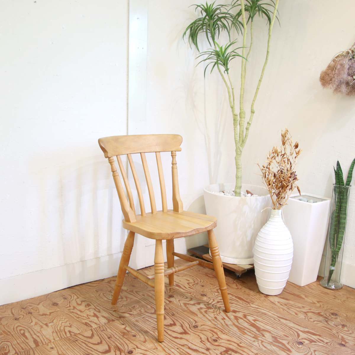 スラットバックチェア 【1】ダイニングチェア ビーチ材 中古