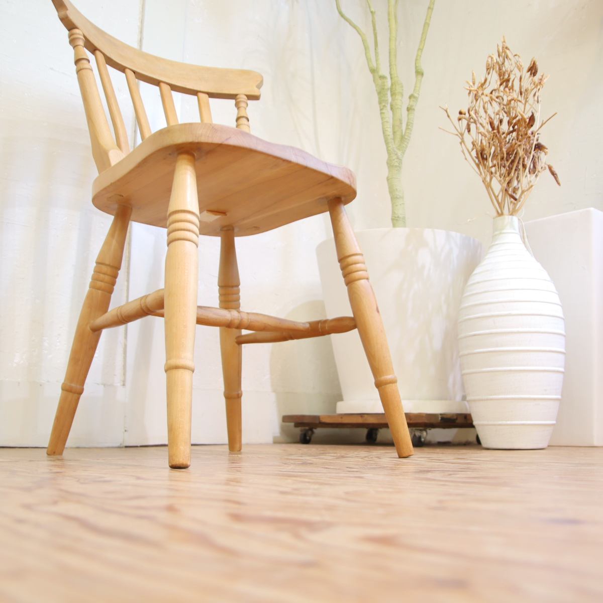 スラットバックチェア 【1】ダイニングチェア ビーチ材 中古