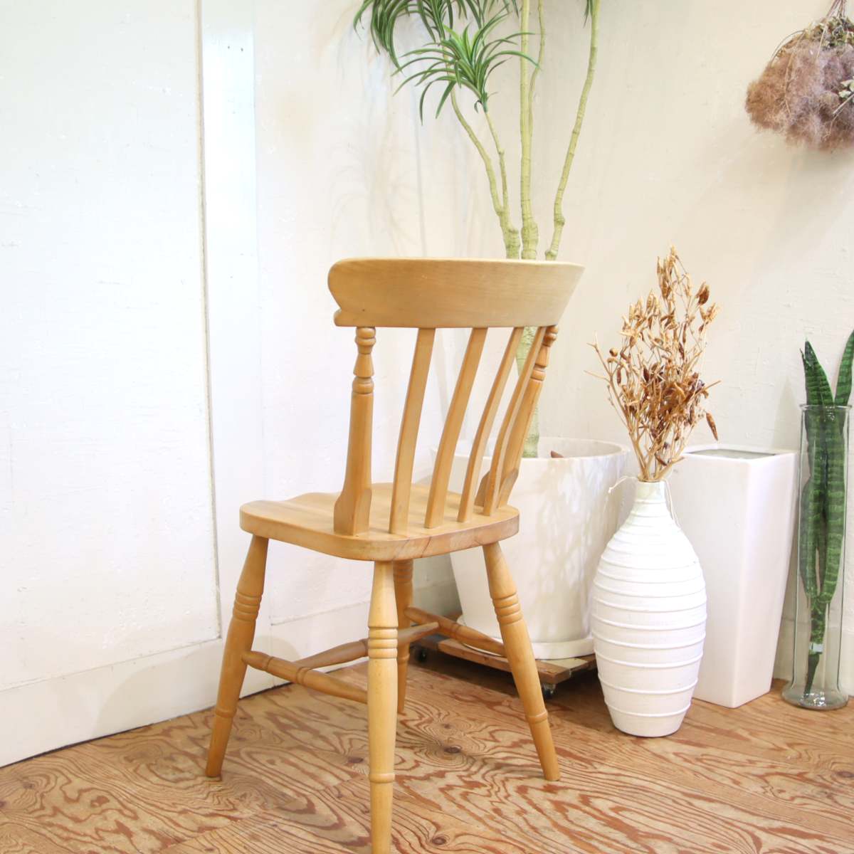 スラットバックチェア 【1】ダイニングチェア ビーチ材 中古