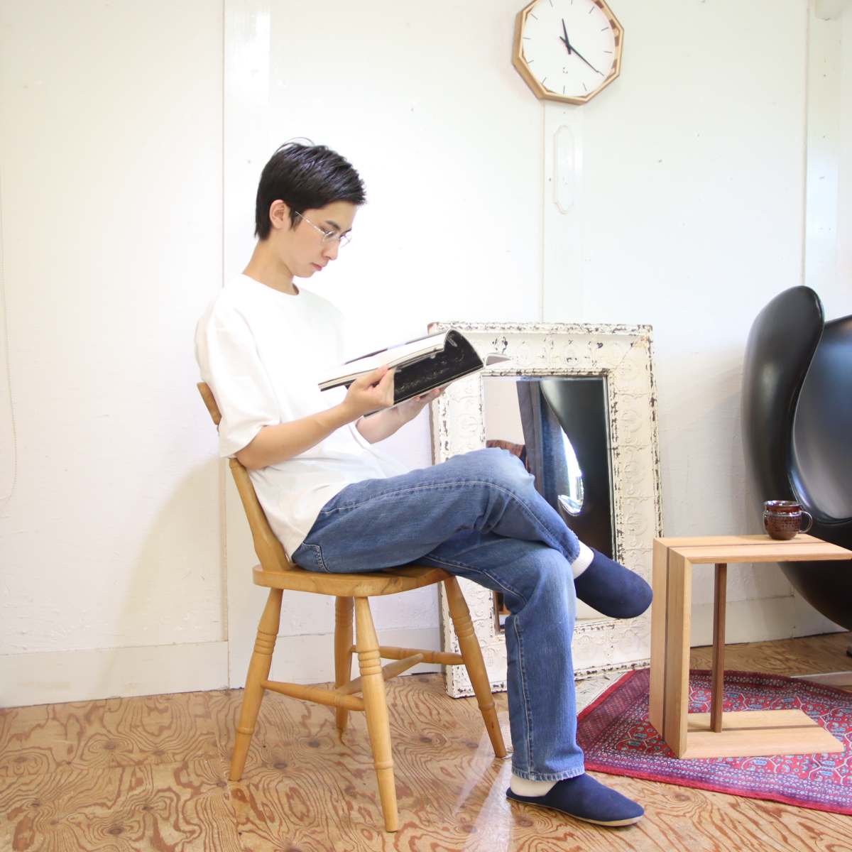 スラットバックチェア 【1】ダイニングチェア ビーチ材 中古