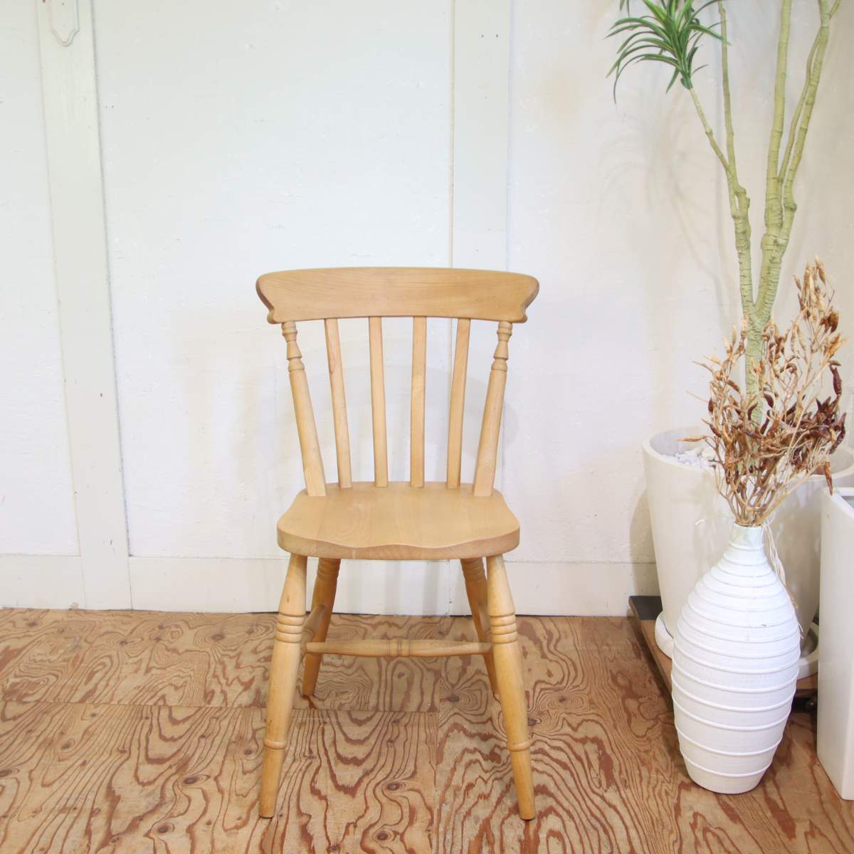 スラットバックチェア 【2】ダイニングチェア ビーチ材 中古