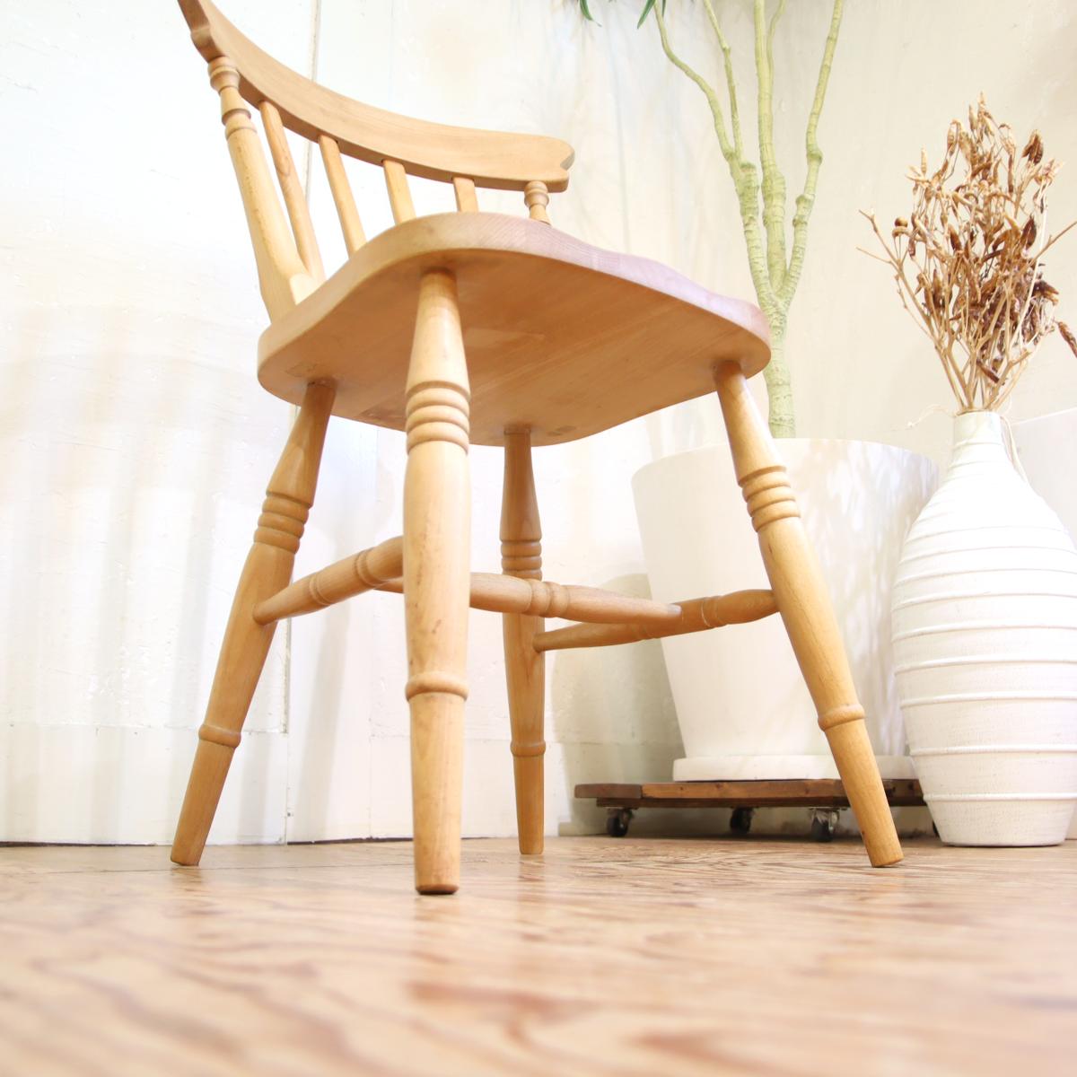 スラットバックチェア 【2】ダイニングチェア ビーチ材 中古