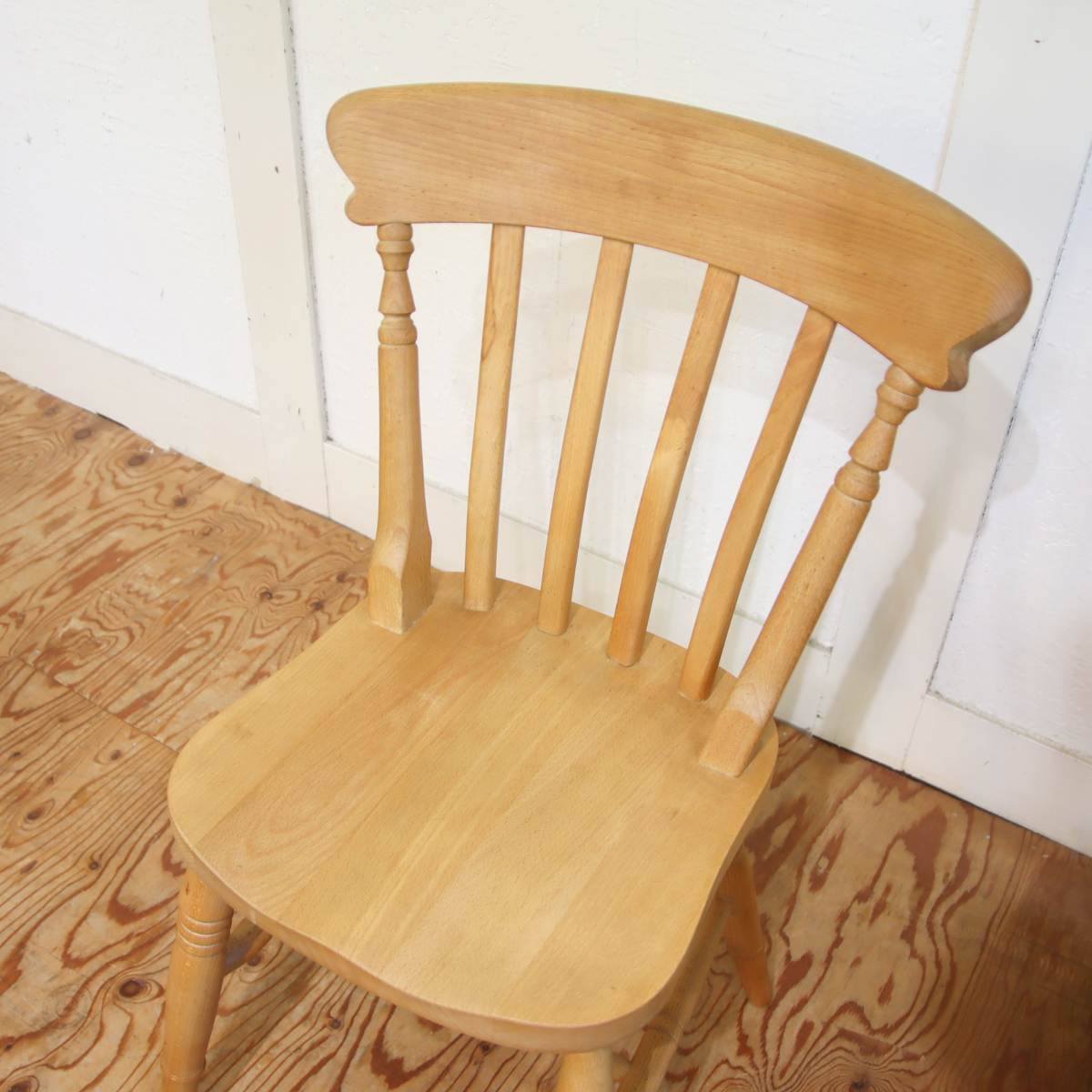 スラットバックチェア 【2】ダイニングチェア ビーチ材 中古