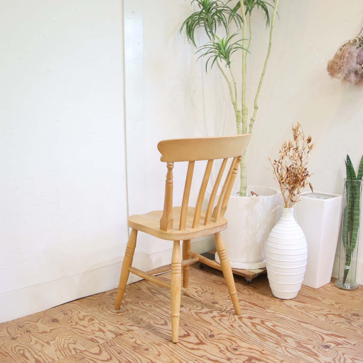 スラットバックチェア 【2】ダイニングチェア ビーチ材 中古