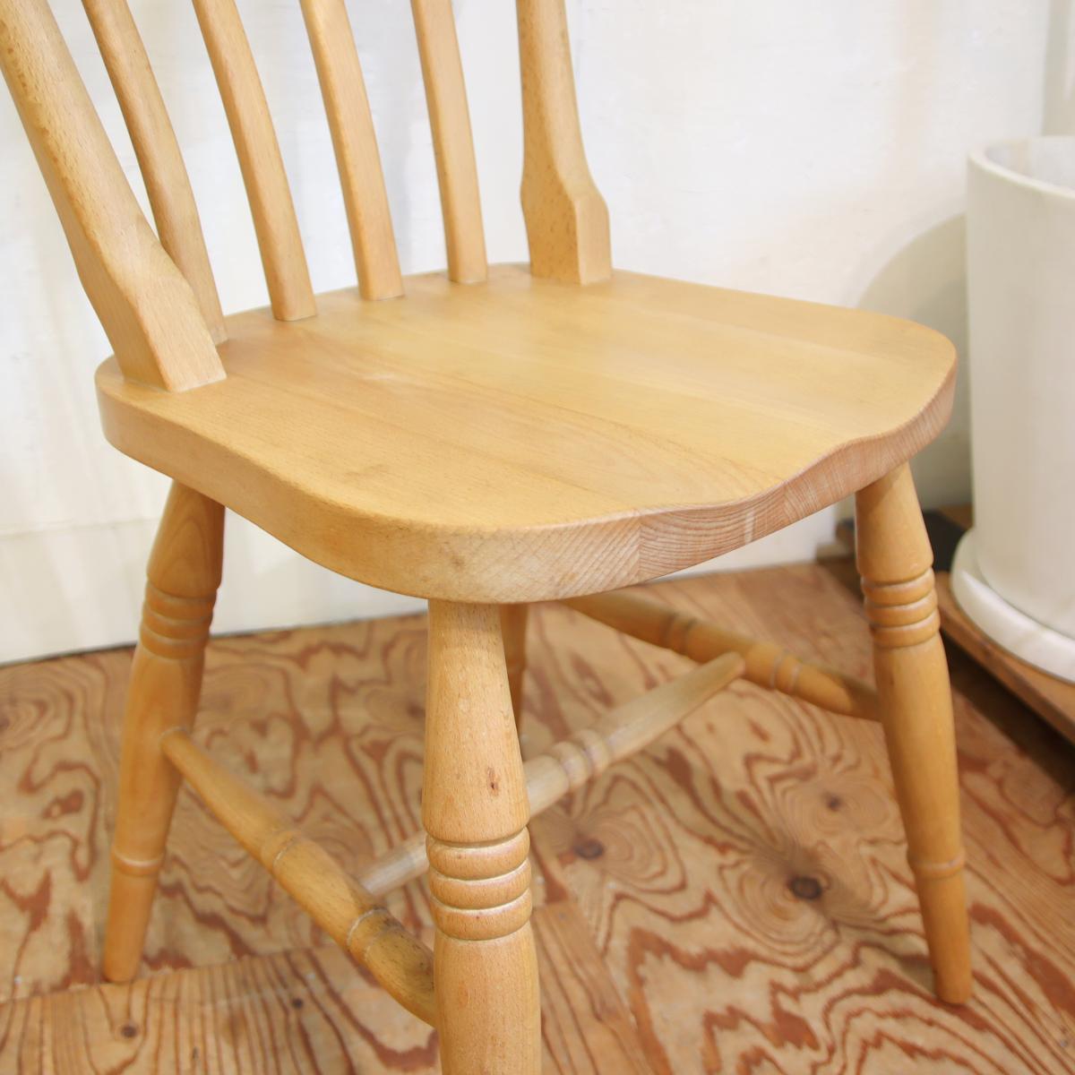 スラットバックチェア 【2】ダイニングチェア ビーチ材 中古