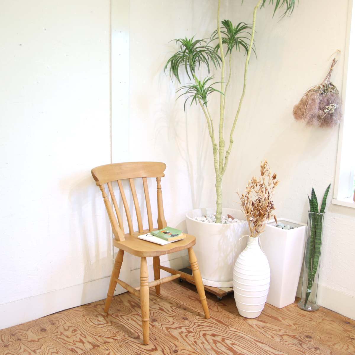 スラットバックチェア 【2】ダイニングチェア ビーチ材 中古