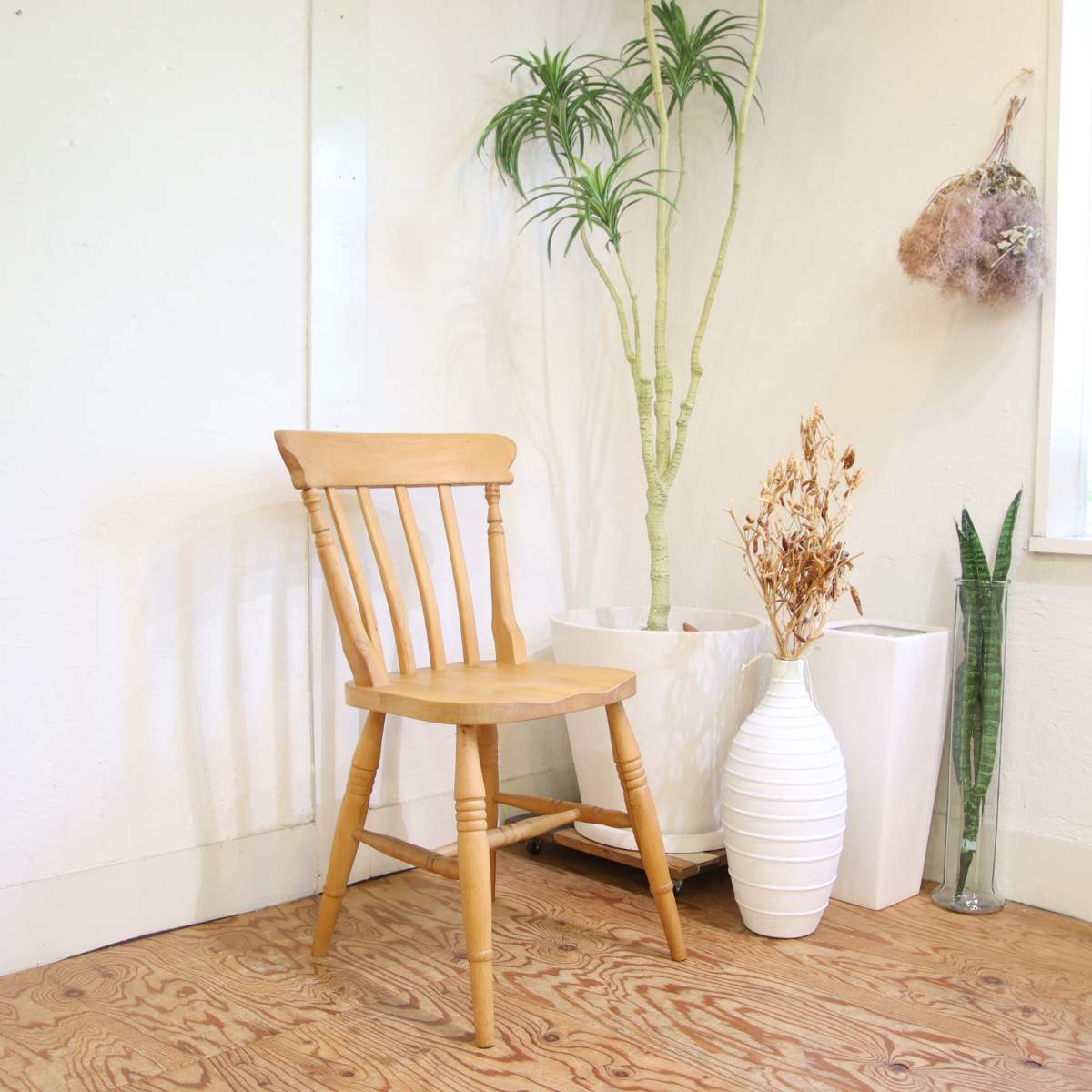スラットバックチェア 【3】ダイニングチェア ビーチ材 中古