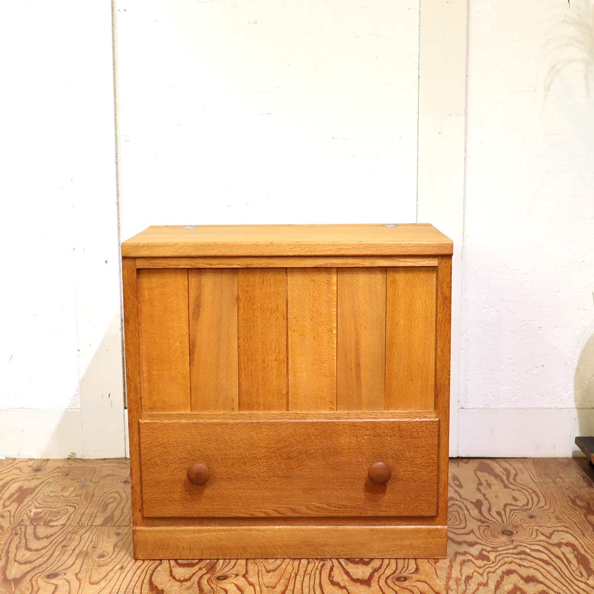 ナラ無垢材 キャビネット 収納箱【2】 中古