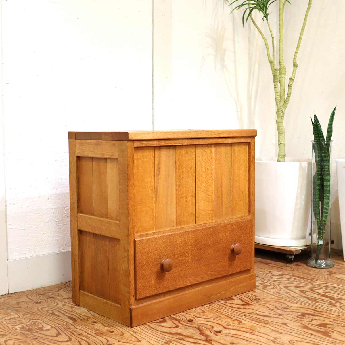ナラ無垢材 キャビネット 収納箱【2】 中古