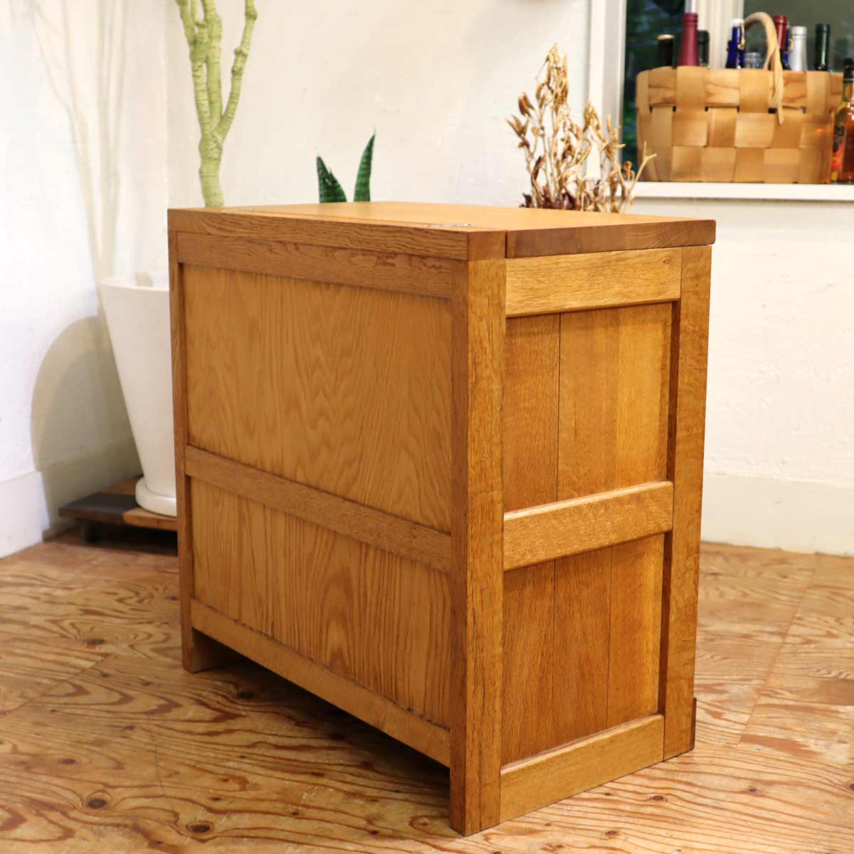 ナラ無垢材 キャビネット 収納箱【2】 中古