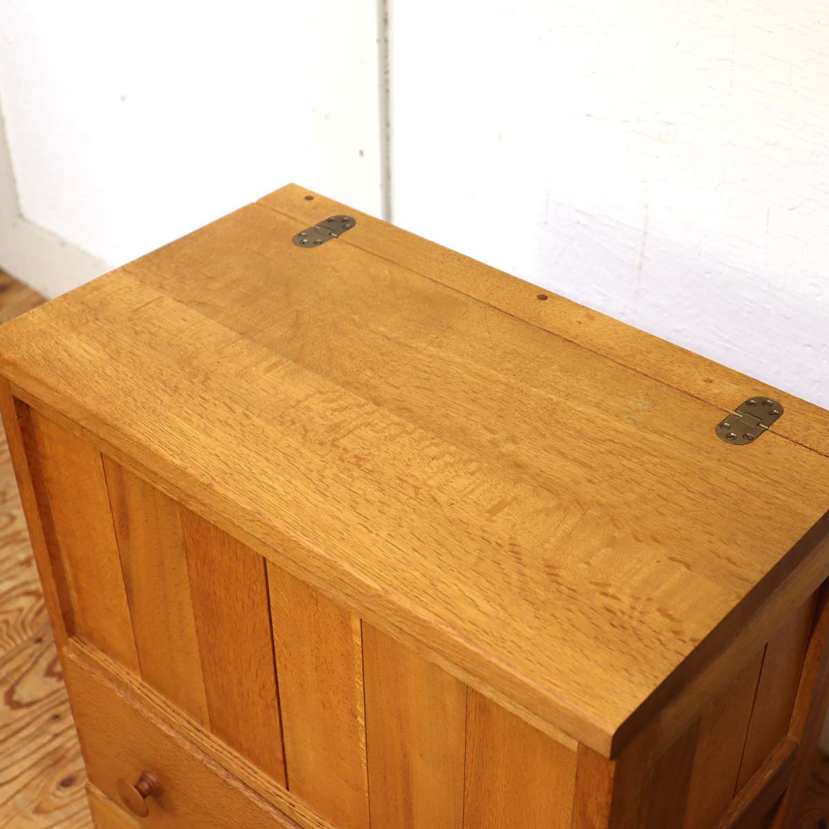 ナラ無垢材 キャビネット 収納箱【2】 中古