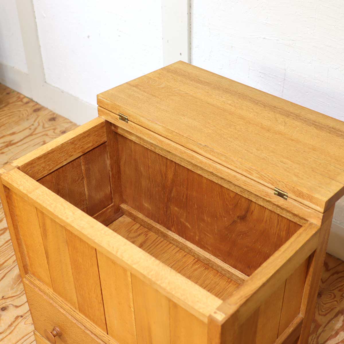 ナラ無垢材 キャビネット 収納箱【2】 中古